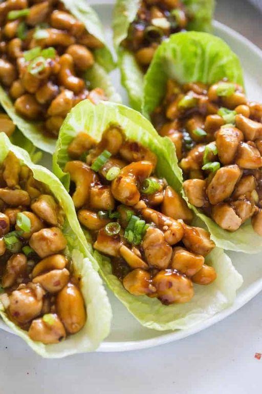 Chicken Lettuce Wraps with Cashew Sauce