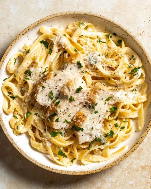 Chicken Patty Alfredo Pasta