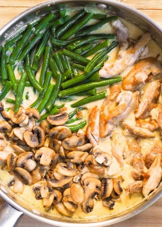 Chicken and Green Beans in Creamy Mushroom Sauce
