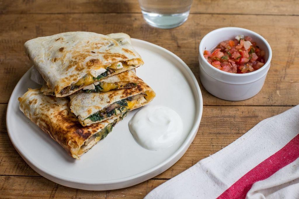 Chicken and Mushroom Spinach Quesadillas