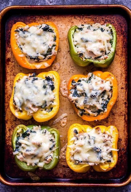 Chicken and Spinach Stuffed Peppers