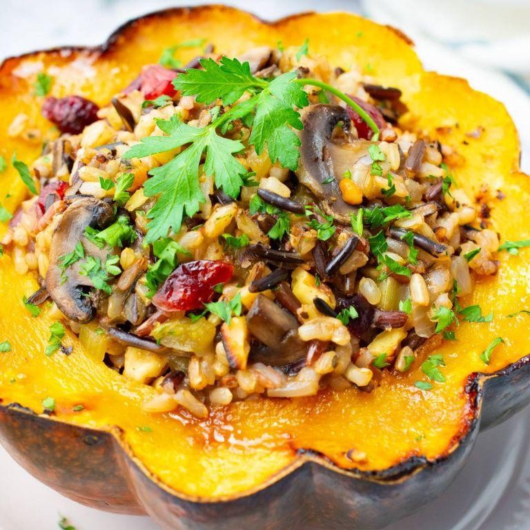 Chicken and Wild Rice Stuffed Acorn Squash
