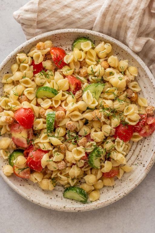 Chickpea Pasta Salad with Lemon Vinaigrette