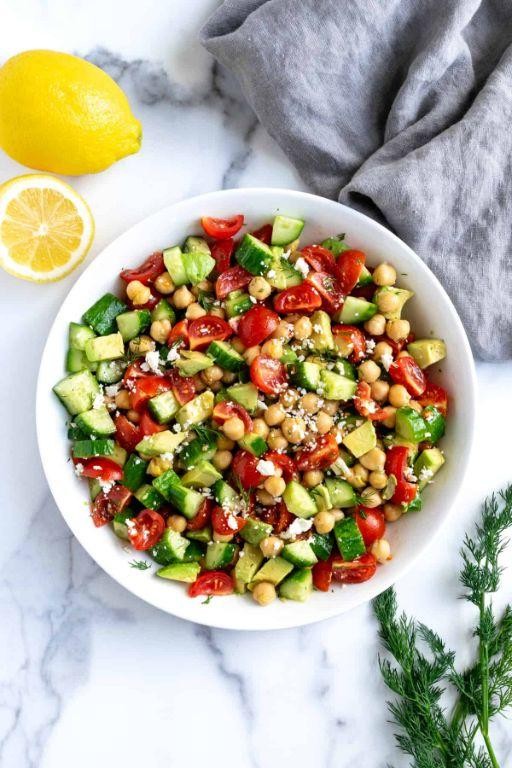 Chickpea and Avocado Salad with Lemon Dressing