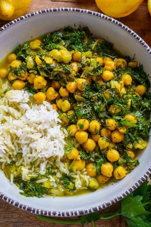 Chickpea and Spinach Stew with Fresh Herbs
