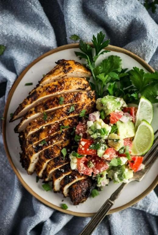 Chili Lime Chicken Strips with Avocado Dip
