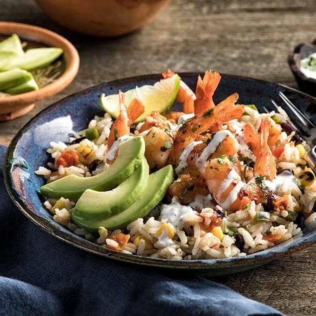 Chili Lime Cilantro Rice with Grilled Shrimp
