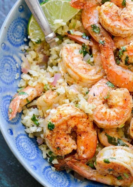 Chili Lime Shrimp Skewers with Cauliflower Rice