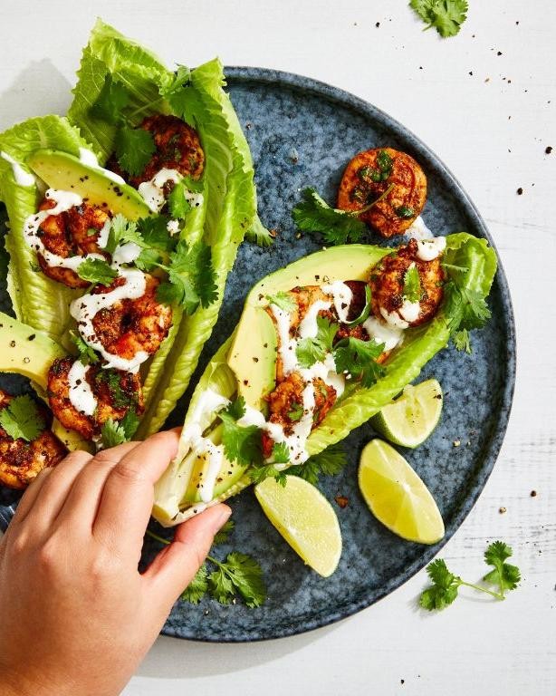 Chili Lime Shrimp and Brown Rice Lettuce Wraps