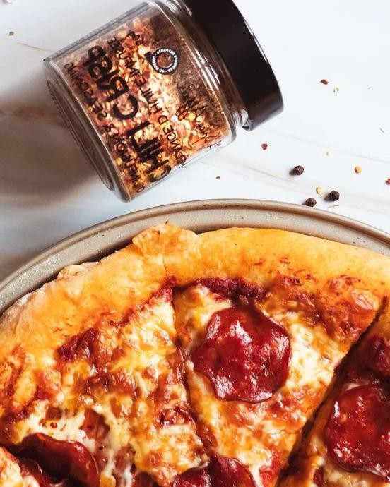 Chili Oil Drizzled Pizza