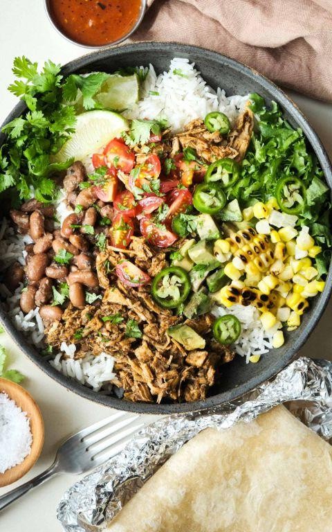 Chipotle Shredded Chicken Burrito Bowls