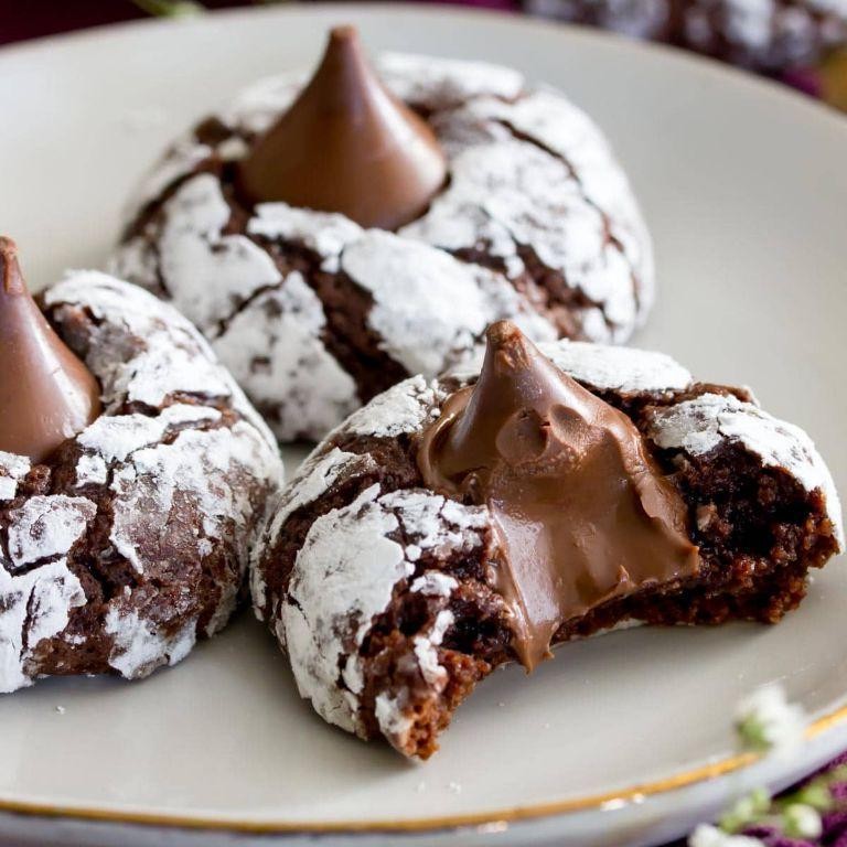 Chocolate Blossom Cookies with Hershey Kisses