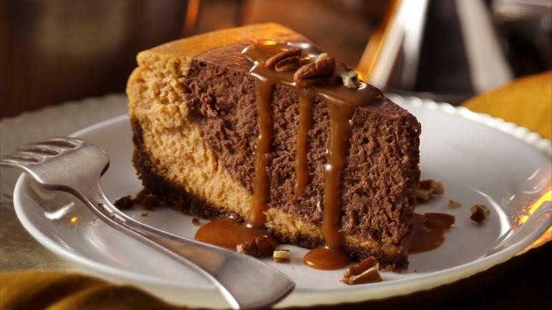 Chocolate Bourbon Pumpkin Cheesecake