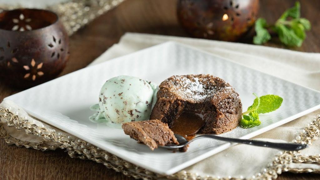 Chocolate Lava Cake with Fresh Mint Gelato