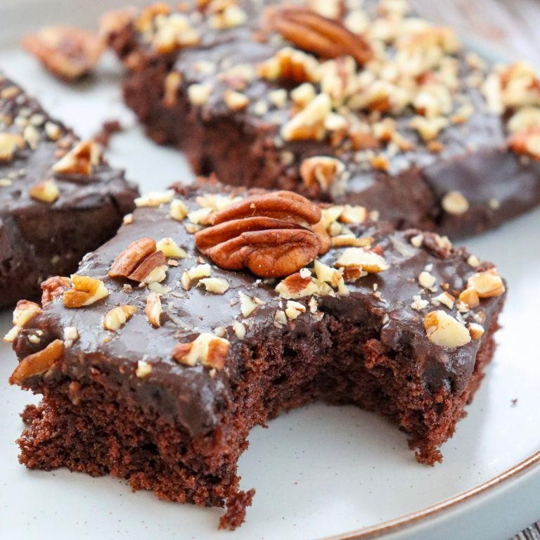Chocolate Sheet Cake with Bourbon Pecan Layer