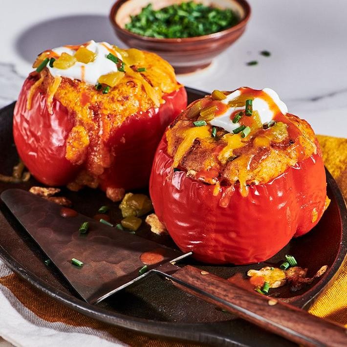 Chorizo and Cornbread Stuffed Banana Peppers