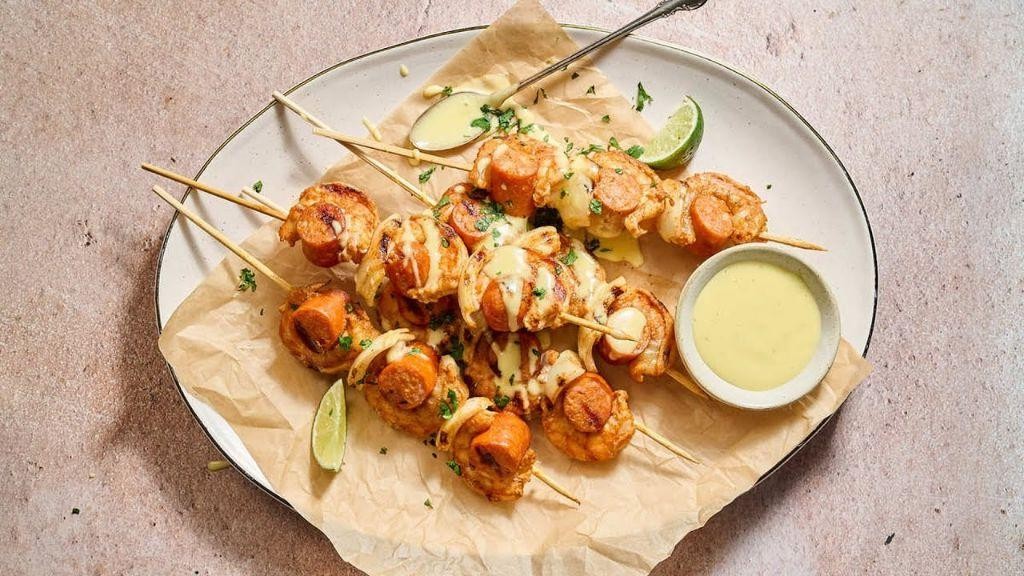 Chorizo and Shrimp Skewers with Lime