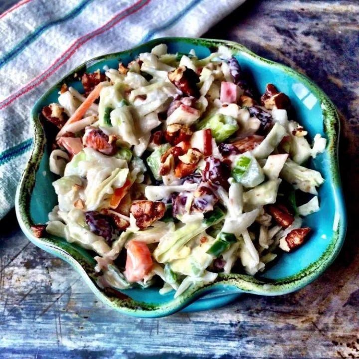 Christmas Coleslaw with Pine Nuts and Cranberries