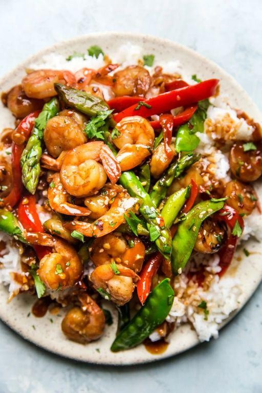 Cilantro Garlic Shrimp Stir Fry