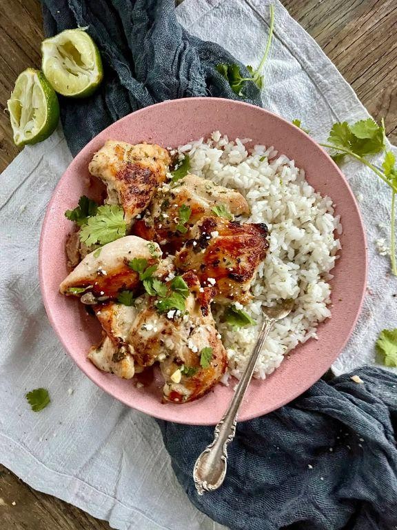 Cilantro Lime Chicken with Steamed Rice