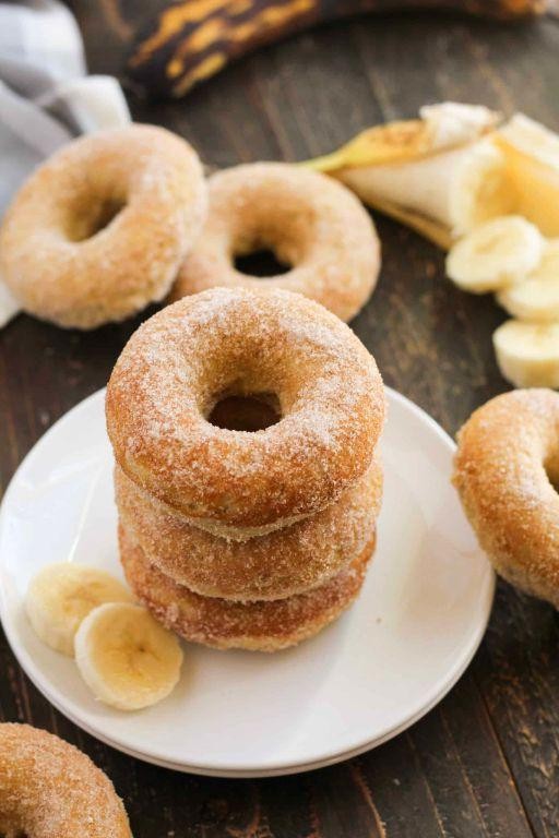 Cinnamon Banana Cake Mix Donuts