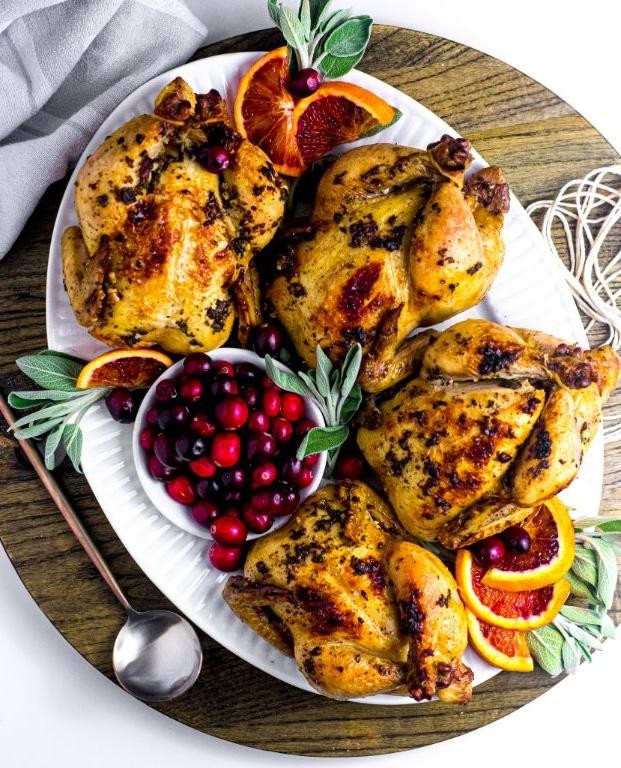 Citrus and Sage Brined Cornish Hens