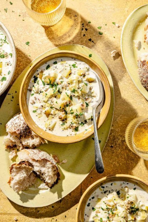Clam and Leek Soup with Dill
