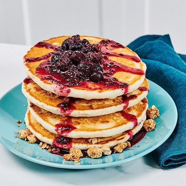 Classic Buttermilk Pancakes with Berry Compote