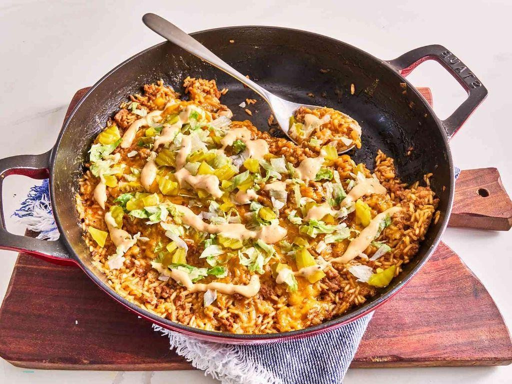 Classic Cheeseburger Rice Skillet