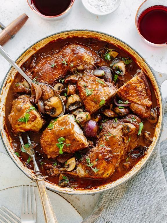 Classic Coq au Vin with Burgundy Wine
