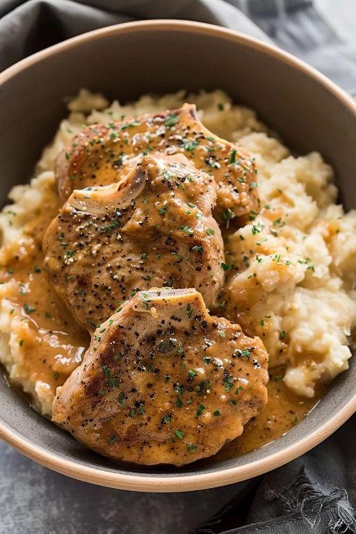 Classic Crockpot Ranch Pork Chops with Garlic Mashed Potatoes
