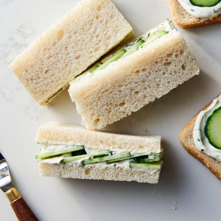 Classic Cucumber and Herb Cream Cheese Sandwich