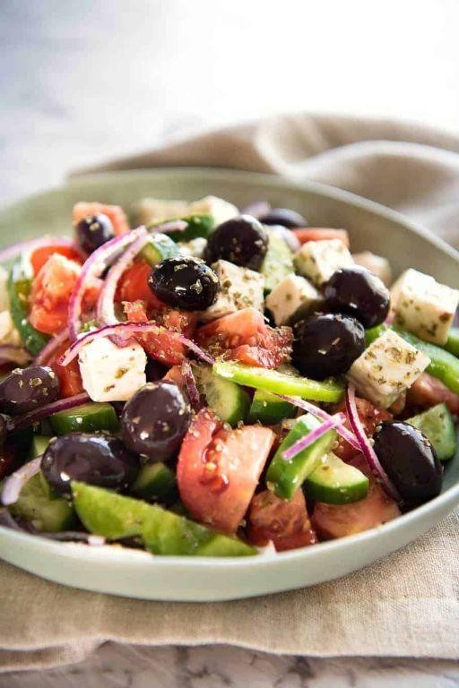 Classic Greek Salad with Olives and Feta