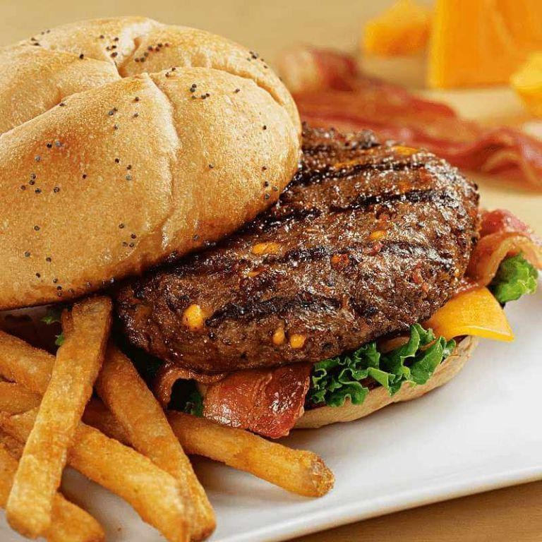 Classic Grilled Sirloin Burger with Cheddar and Bacon