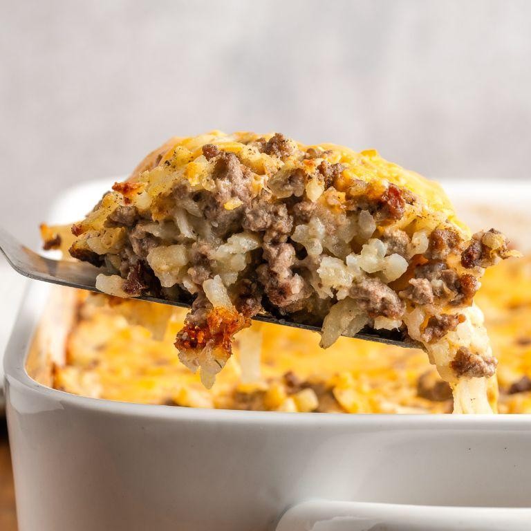 Classic Hamburger and Hash Brown Casserole with Cheese