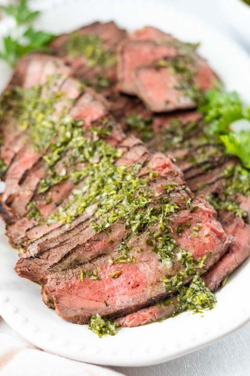 Classic London Broil with Chimichurri Sauce