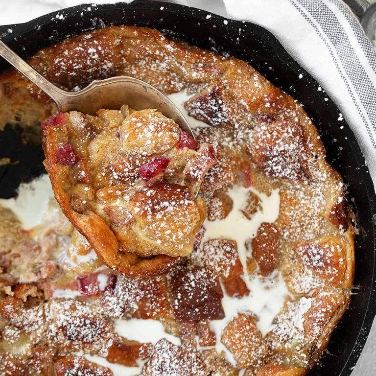 Classic Rhubarb Bread Pudding