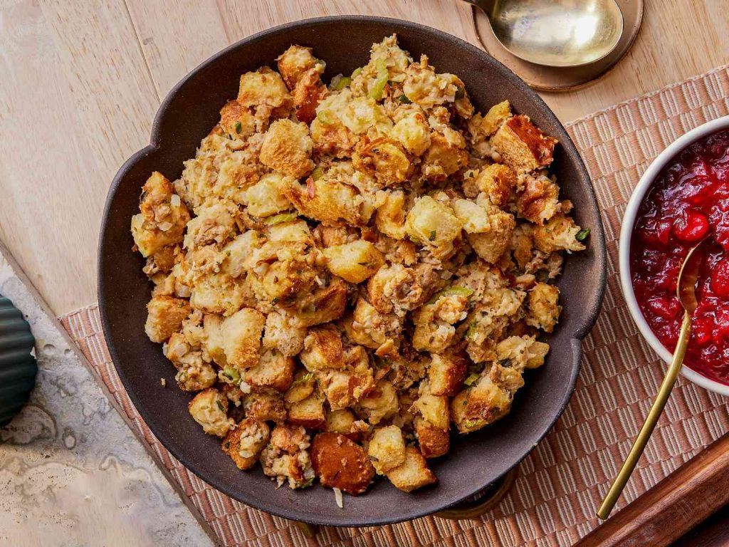 Classic Sage and Sausage Crockpot Stuffing