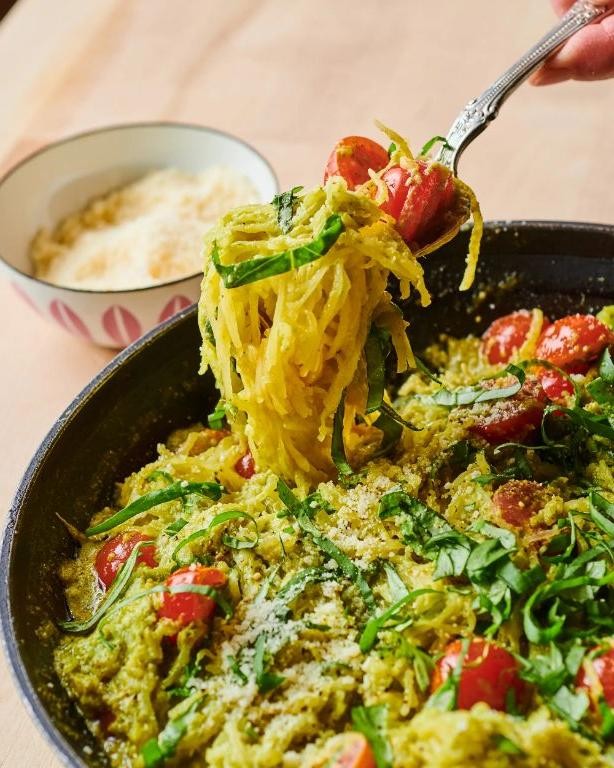 Classic Spaghetti Squash with Basil Pesto