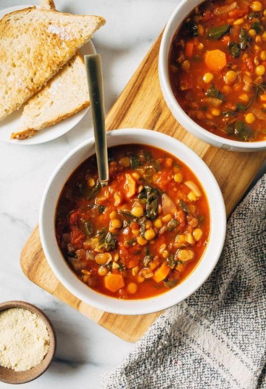 Clay Pot Lentil Soup with Spinach