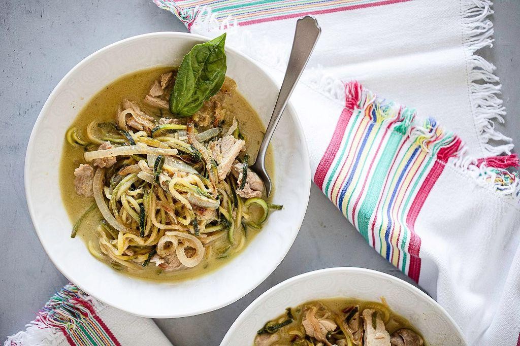 Coconut Curry Chicken with Zucchini Linguine