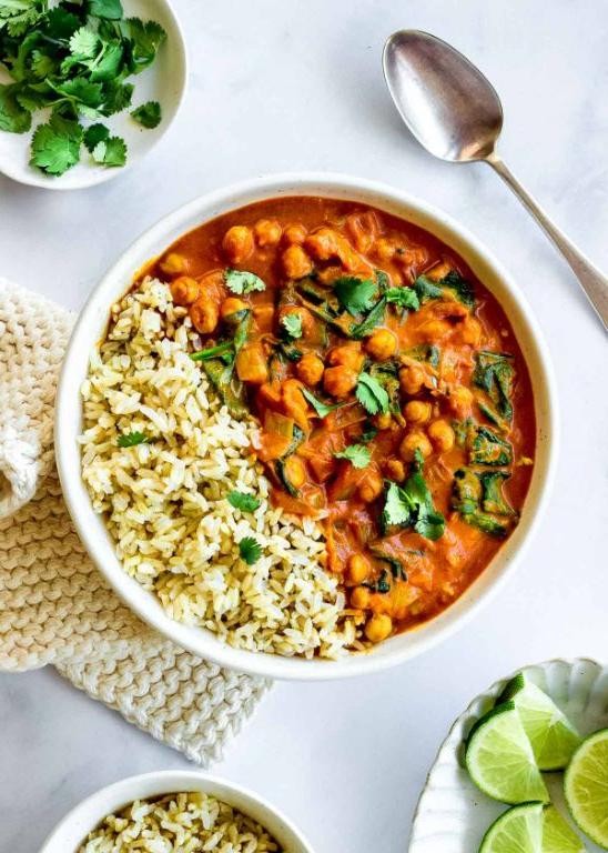 Coconut Curry Chickpeas with Spinach