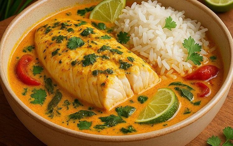 Coconut Curry Corvina with Jasmine Rice