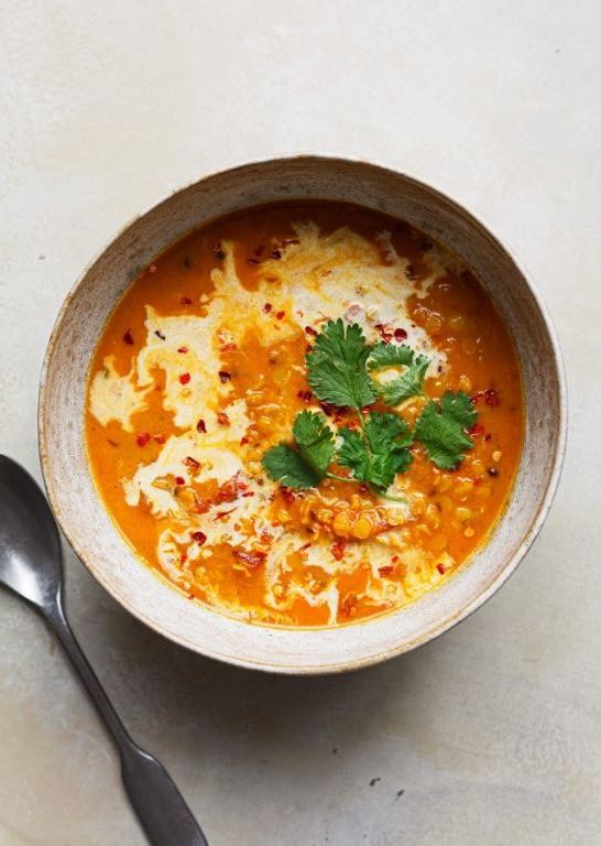 Coconut Curry Red Lentil and Bean Soup