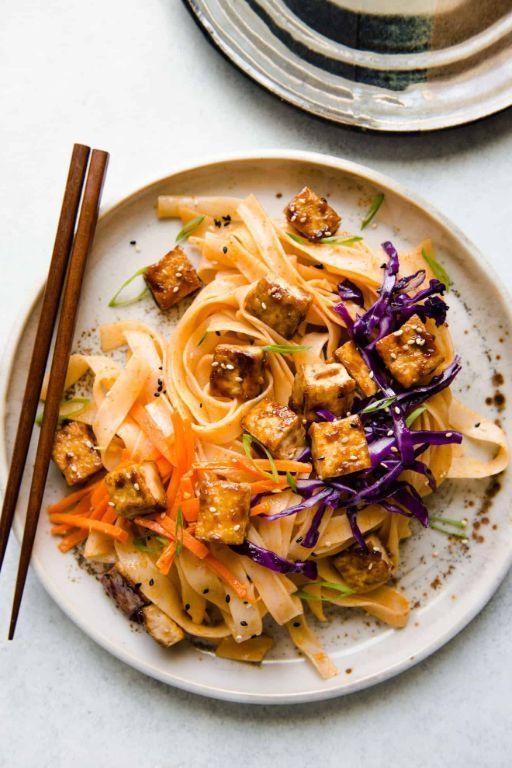 Coconut Curry Rice Noodle Veg and Tofu Stir Fry