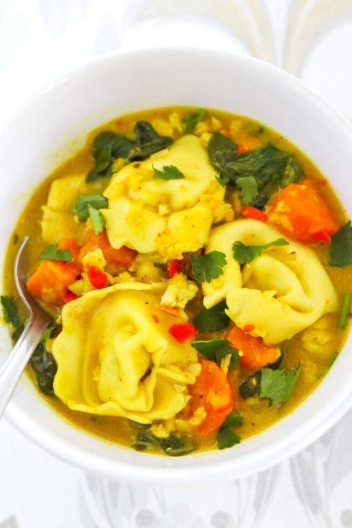 Coconut Curry Shrimp Tortellini Soup