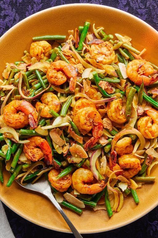 Coconut Haricot Vert and Shrimp Stir-Fry