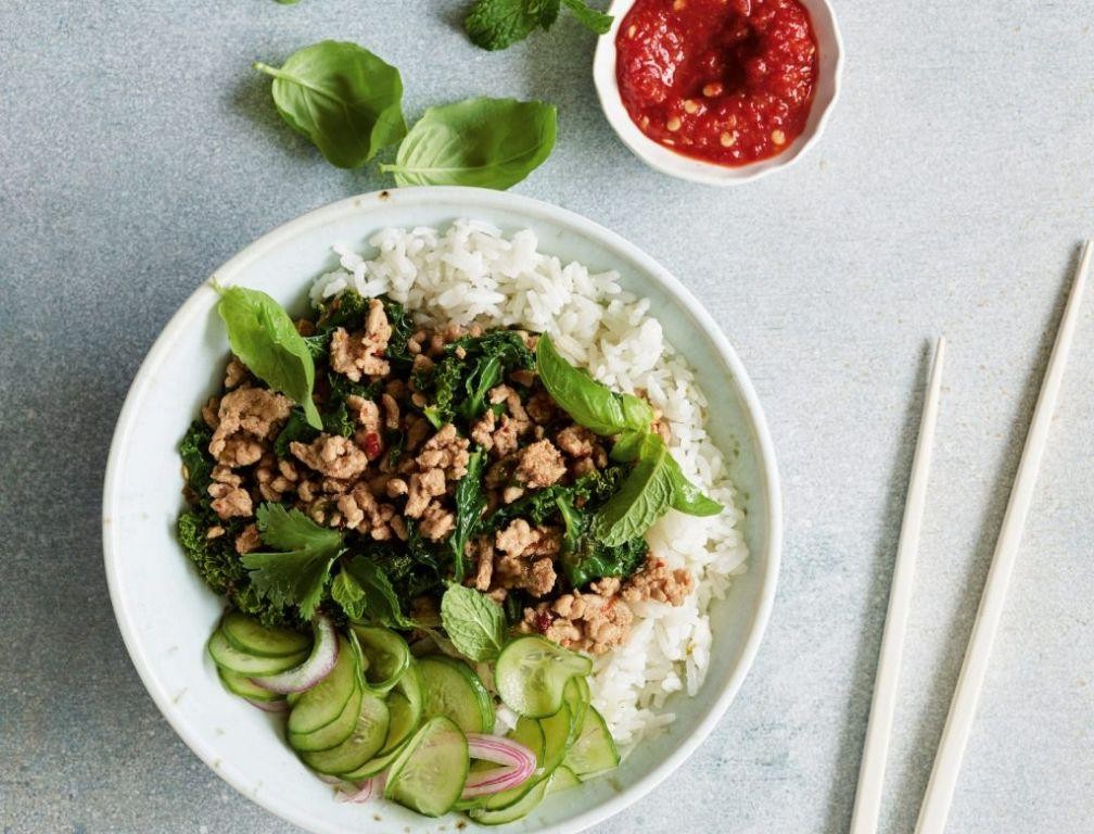 Coconut Milk Larb with Jasmine Rice