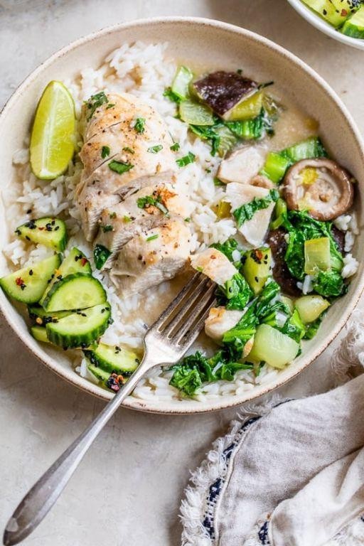 Coconut Milk Poached Chicken with Herbs