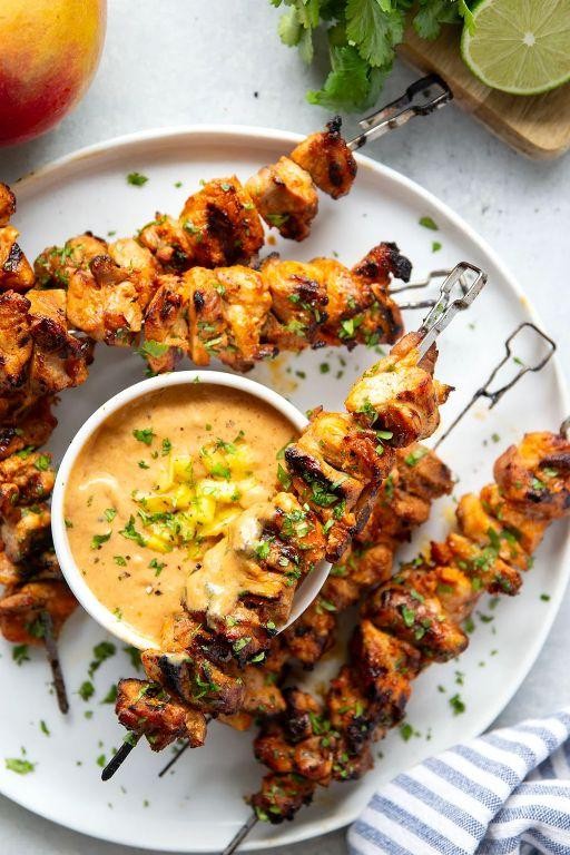 Coconut Milk and Mango Chicken Skewers
